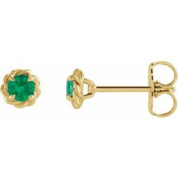 14K Yellow 3 mm Lab-Grown Emerald Claw-Prong Rope Earrings,All Products : American Fashion Style Bags On Sale